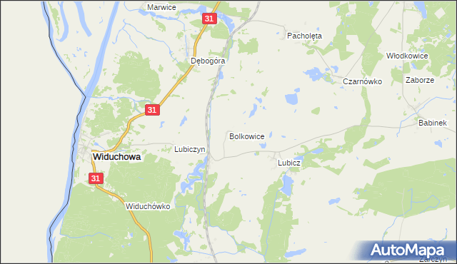mapa Bolkowice gmina Widuchowa, Bolkowice gmina Widuchowa na mapie Targeo