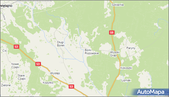 mapa Borki Rozowskie, Borki Rozowskie na mapie Targeo