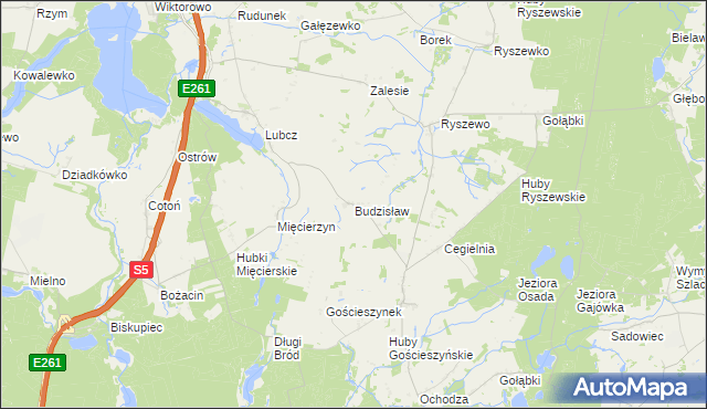 mapa Budzisław gmina Rogowo, Budzisław gmina Rogowo na mapie Targeo
