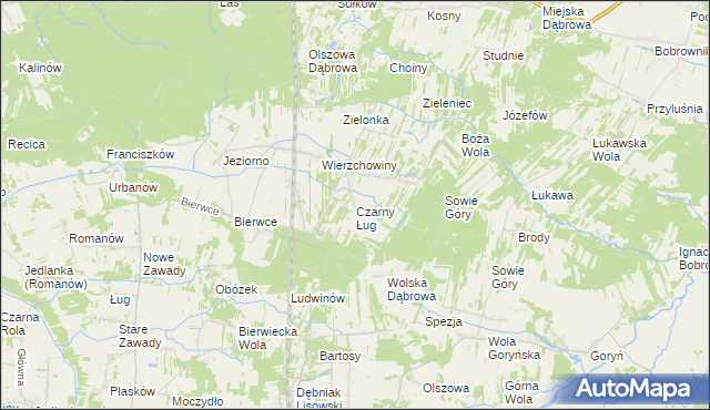 mapa Czarny Ług, Czarny Ług na mapie Targeo