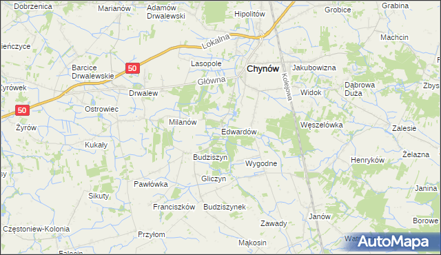 mapa Edwardów gmina Chynów, Edwardów gmina Chynów na mapie Targeo