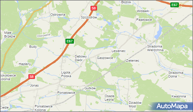 mapa Gaszowice gmina Syców, Gaszowice gmina Syców na mapie Targeo