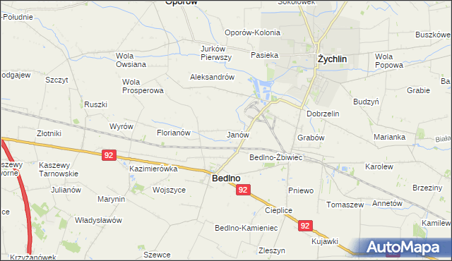 mapa Janów gmina Bedlno, Janów gmina Bedlno na mapie Targeo