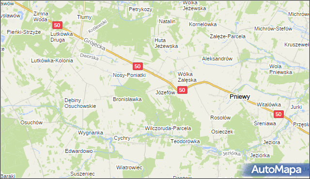 mapa Józefów gmina Pniewy, Józefów gmina Pniewy na mapie Targeo