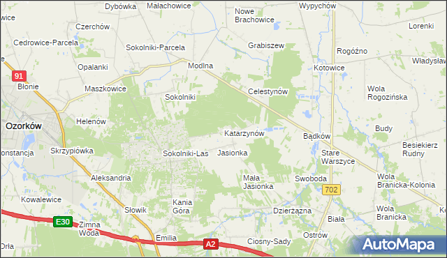 mapa Katarzynów gmina Ozorków, Katarzynów gmina Ozorków na mapie Targeo