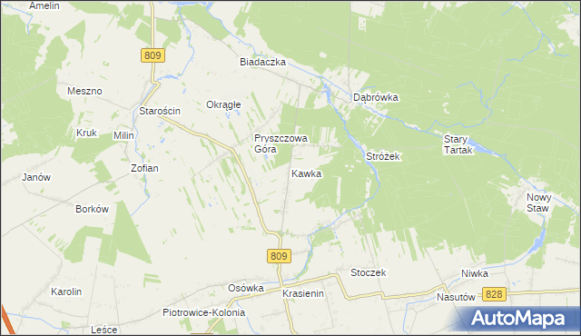 mapa Kawka gmina Niemce, Kawka gmina Niemce na mapie Targeo