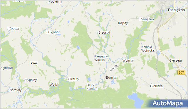 mapa Kierpajny Wielkie, Kierpajny Wielkie na mapie Targeo