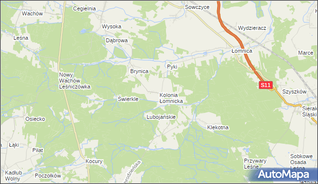 mapa Kolonia Łomnicka, Kolonia Łomnicka na mapie Targeo