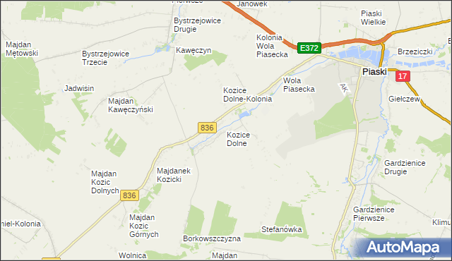 mapa Kozice Dolne, Kozice Dolne na mapie Targeo