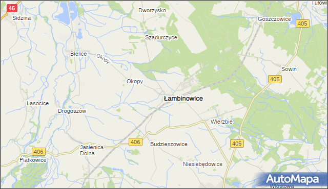 mapa Łambinowice, Łambinowice na mapie Targeo