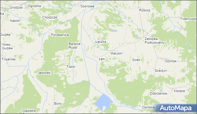 mapa Łęki gmina Kotuń, Łęki gmina Kotuń na mapie Targeo