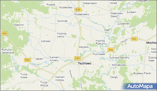 mapa Marianki gmina Tłuchowo, Marianki gmina Tłuchowo na mapie Targeo