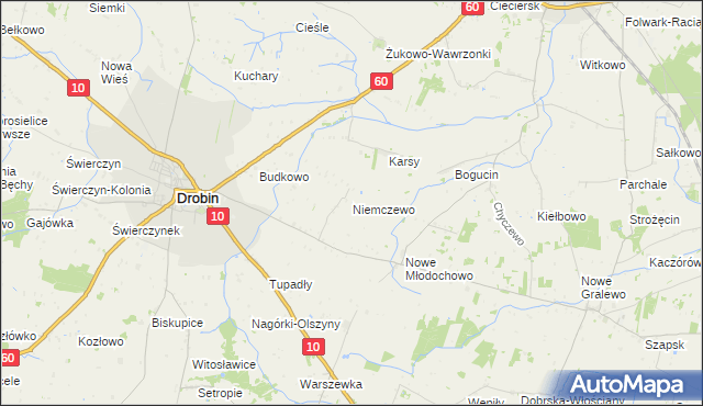 mapa Niemczewo gmina Drobin, Niemczewo gmina Drobin na mapie Targeo