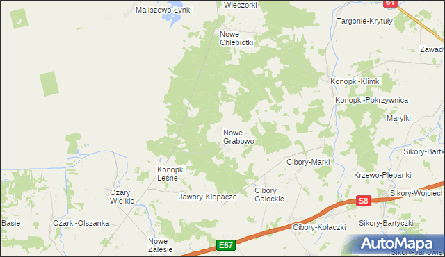 mapa Nowe Grabowo, Nowe Grabowo na mapie Targeo