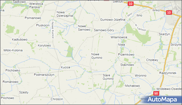 mapa Nowe Gumino, Nowe Gumino na mapie Targeo
