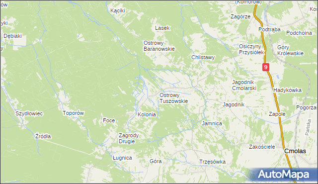 mapa Ostrowy Tuszowskie, Ostrowy Tuszowskie na mapie Targeo