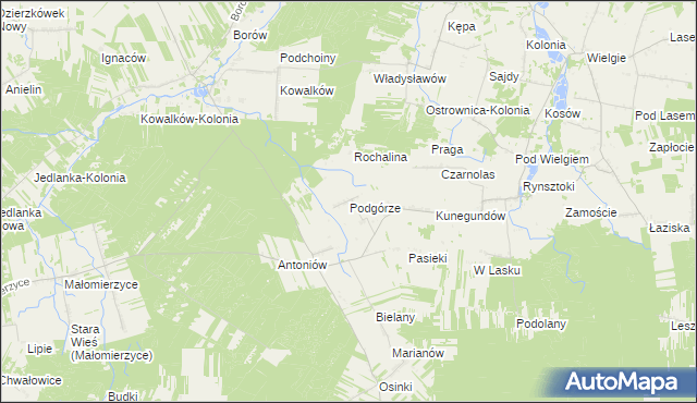 mapa Podgórze gmina Ciepielów, Podgórze gmina Ciepielów na mapie Targeo