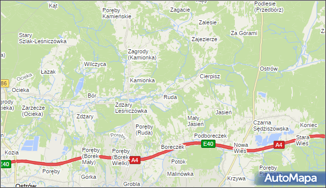 mapa Ruda gmina Sędziszów Małopolski, Ruda gmina Sędziszów Małopolski na mapie Targeo