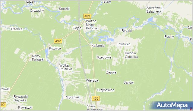 mapa Rzędowie, Rzędowie na mapie Targeo