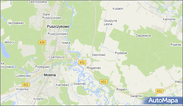 mapa Sasinowo, Sasinowo na mapie Targeo