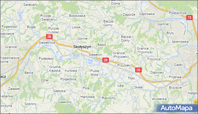 mapa Siedliska Sławęcińskie, Siedliska Sławęcińskie na mapie Targeo