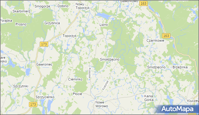 mapa Smołdzęcino, Smołdzęcino na mapie Targeo