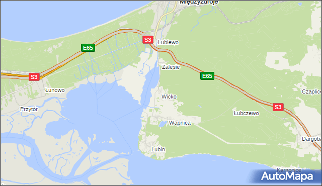 mapa Wicko gmina Międzyzdroje, Wicko gmina Międzyzdroje na mapie Targeo