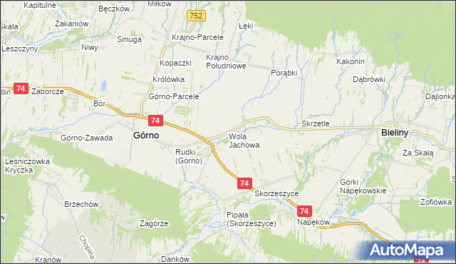 mapa Wola Jachowa, Wola Jachowa na mapie Targeo