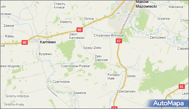 mapa Zelki Dąbrowe, Zelki Dąbrowe na mapie Targeo