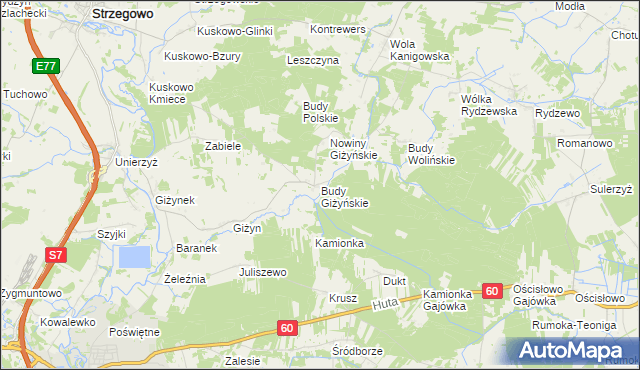 mapa Budy Giżyńskie, Budy Giżyńskie na mapie Targeo