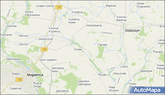 mapa Sielec gmina Goszczyn, Sielec gmina Goszczyn na mapie Targeo