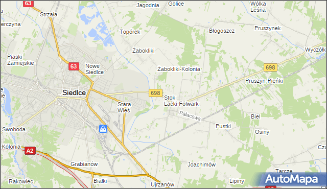 mapa Stok Lacki-Folwark, Stok Lacki-Folwark na mapie Targeo