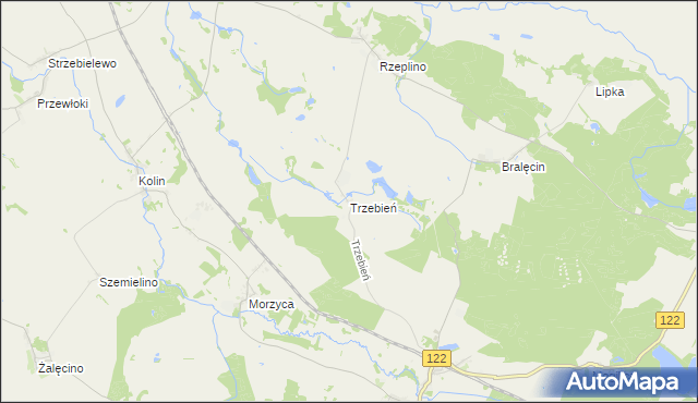 mapa Trzebień gmina Dolice, Trzebień gmina Dolice na mapie Targeo