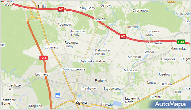 mapa Dąbrówka-Sowice, Dąbrówka-Sowice na mapie Targeo