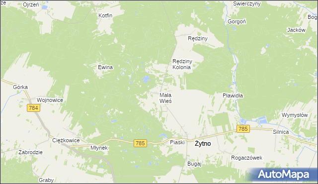 mapa Mała Wieś gmina Żytno, Mała Wieś gmina Żytno na mapie Targeo