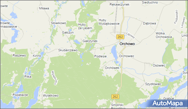 mapa Podlesie gmina Orchowo, Podlesie gmina Orchowo na mapie Targeo