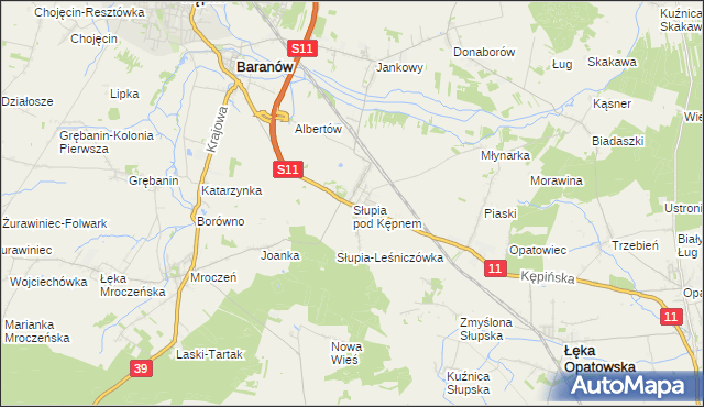 mapa Słupia pod Kępnem, Słupia pod Kępnem na mapie Targeo