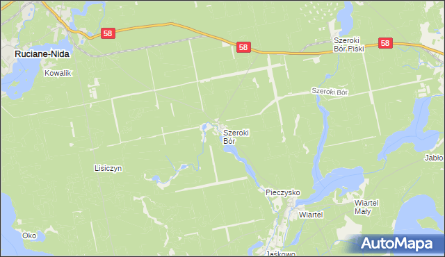 mapa Szeroki Bór, Szeroki Bór na mapie Targeo