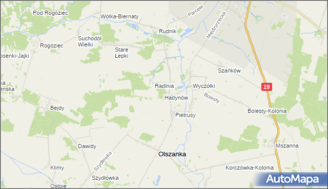 mapa Hadynów, Hadynów na mapie Targeo