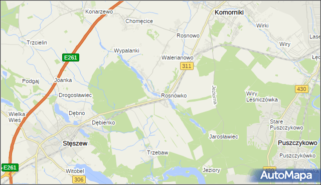 mapa Rosnówko gmina Komorniki, Rosnówko gmina Komorniki na mapie Targeo