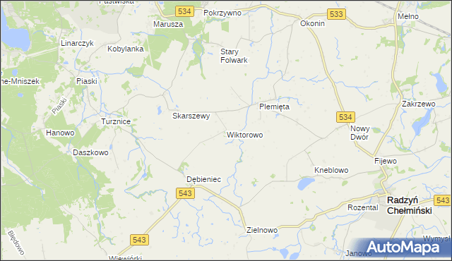 mapa Wiktorowo gmina Gruta, Wiktorowo gmina Gruta na mapie Targeo