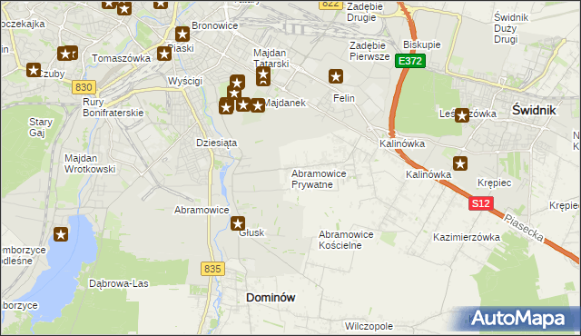 mapa Abramowice Prywatne, Abramowice Prywatne na mapie Targeo