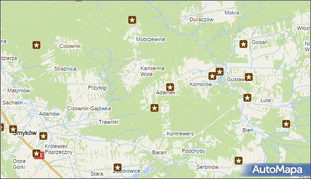 mapa Adamek, Adamek na mapie Targeo