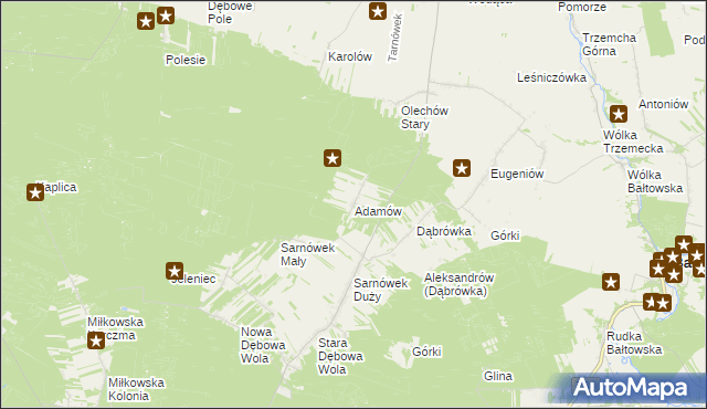 mapa Adamów gmina Sienno, Adamów gmina Sienno na mapie Targeo