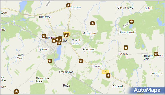 mapa Adamowo gmina Susz, Adamowo gmina Susz na mapie Targeo