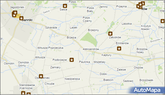 mapa Aleksandrów gmina Iłów, Aleksandrów gmina Iłów na mapie Targeo