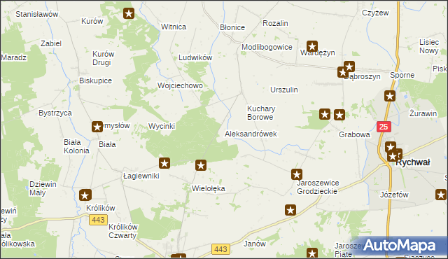 mapa Aleksandrówek gmina Grodziec, Aleksandrówek gmina Grodziec na mapie Targeo
