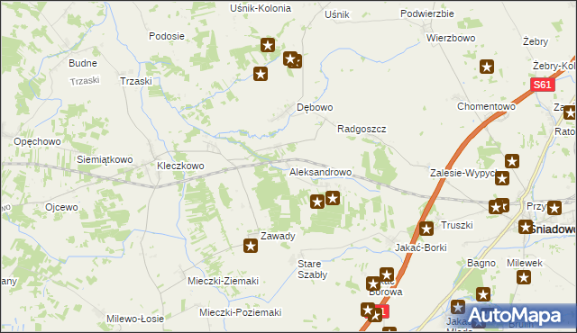 mapa Aleksandrowo gmina Troszyn, Aleksandrowo gmina Troszyn na mapie Targeo