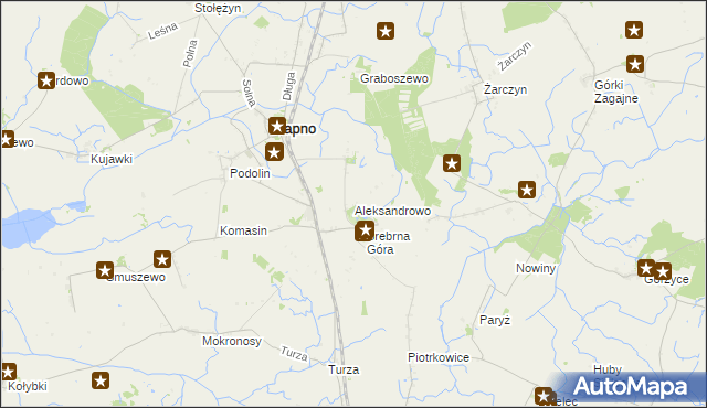 mapa Aleksandrowo gmina Wapno, Aleksandrowo gmina Wapno na mapie Targeo