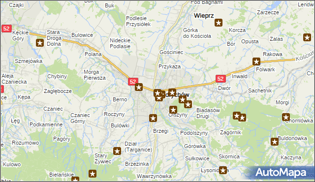 mapa Andrychów, Andrychów na mapie Targeo